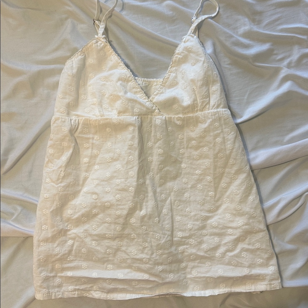 PacSun White Camisole with Floral Embroidery